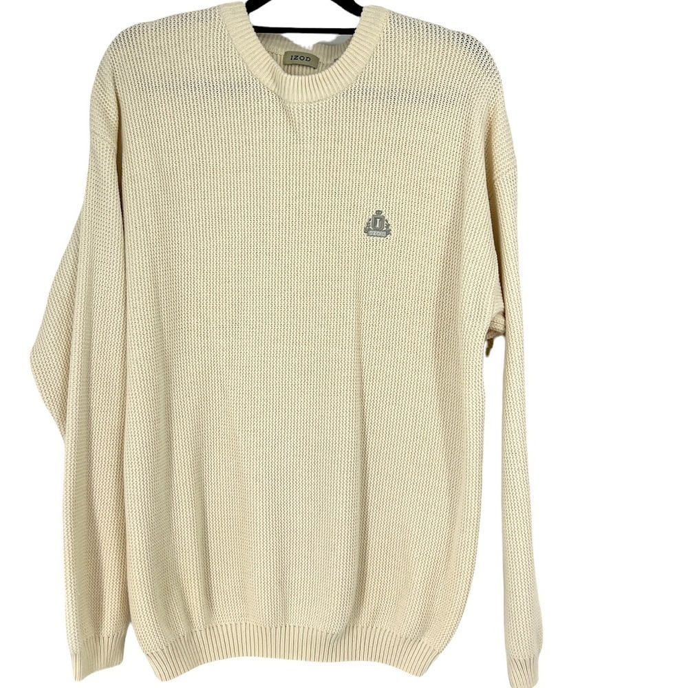 IZOD waffle knit sweater off White Size L
